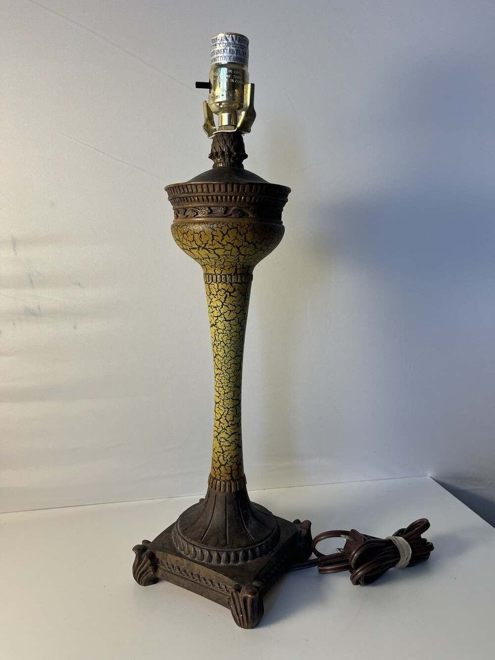 Vintage Style Bronze Gold Urn Table Lamp Neoclassical Crackle Finish 20โ